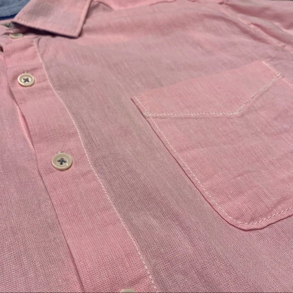 True Grit Washed Melange Linen Long Sleeve Button Down Shirt - Picture 3 of 10